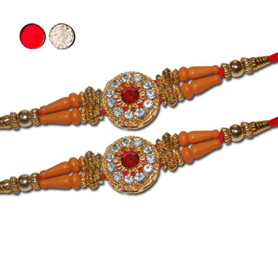 "Designer Fancy Rakhi - FR- 8320 A - Code 240 (2 RAKHIS) - Click here to View more details about this Product